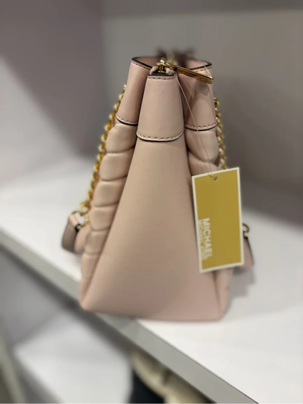 Michael Kors Pink Quilted Shoulder Bag with Gold Chain
